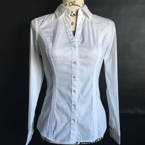 XS Express White Dress Button Down Shirt